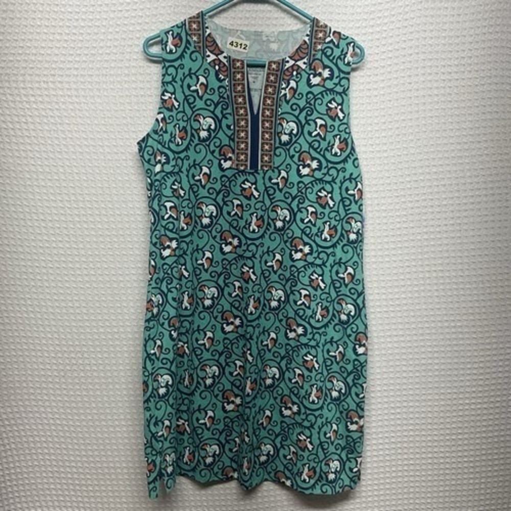 NWT Coolibar UPF 50+ Teal Oceanside‎ Floral Print Midi Tank Dress Women M India